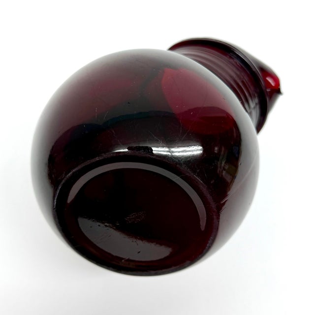 Glass Vintage Glass Ruby Red Ice Tea Water Pitcher For Sale - Image 7 of 9
