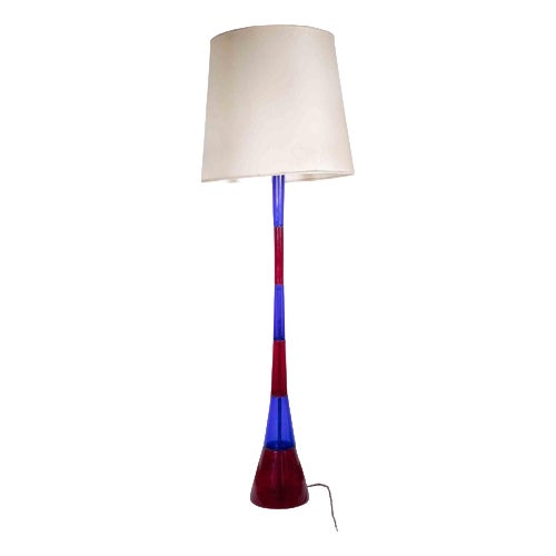 Floor Lamp in Blue and Red Murano Glass by Fulvio Bianconi, 1950s For Sale