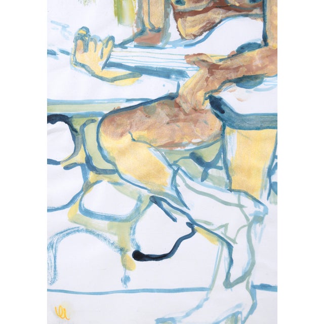 Nude Cowboy and His Guitar - Figurative Abstract on Paper For Sale - Image 4 of 6