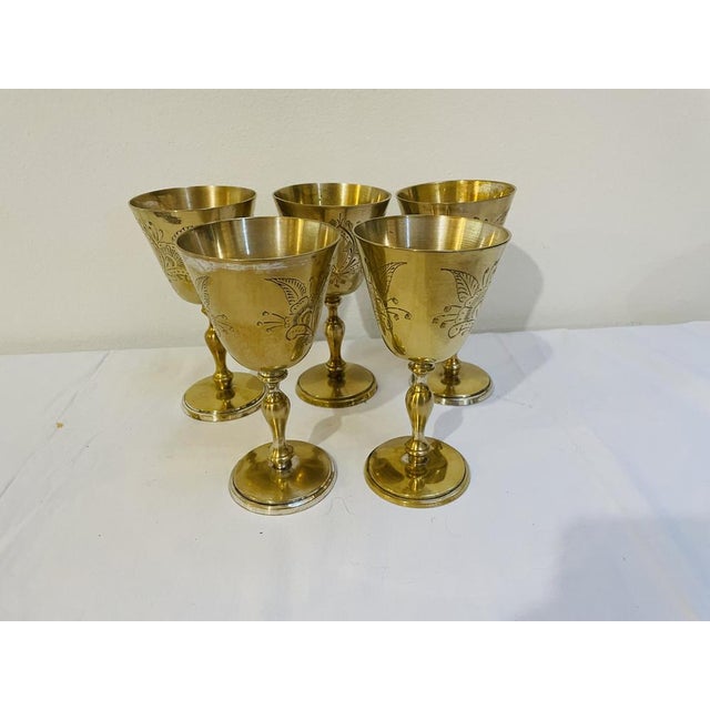 Brass Goblets, 1950s, Set of 5 For Sale - Image 4 of 8