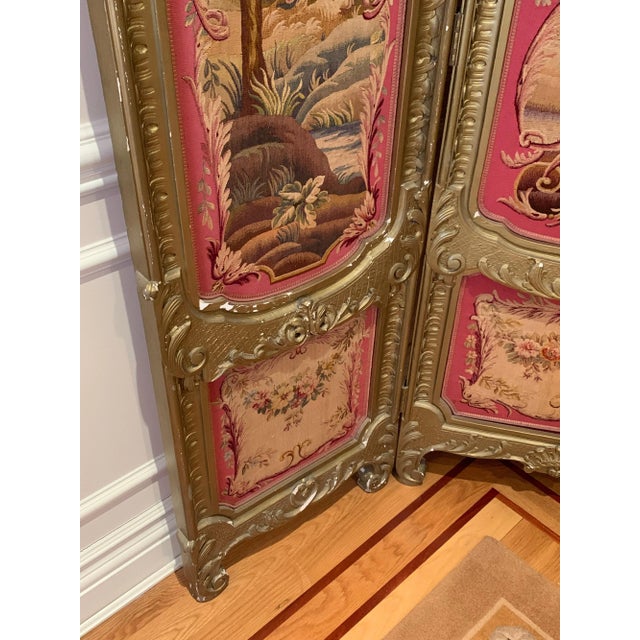 Mid 19th Century 19th Century Louis XV Regency Gilded Screen and Fire Screen with Tapestries - A Pair For Sale - Image 5 of 11
