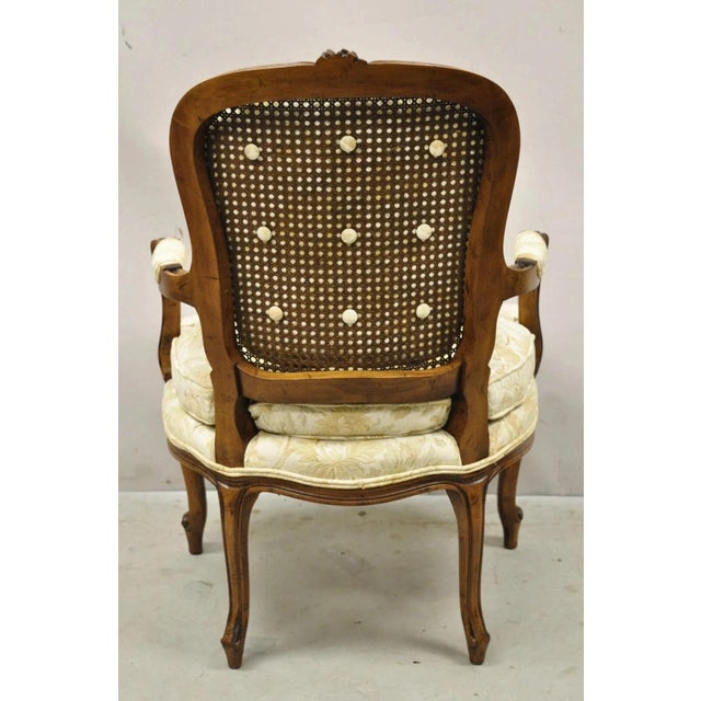 Vintage Heritage French Country Louis XV Style Cane Back Fauteuil Arm Chair For Sale - Image 10 of 10