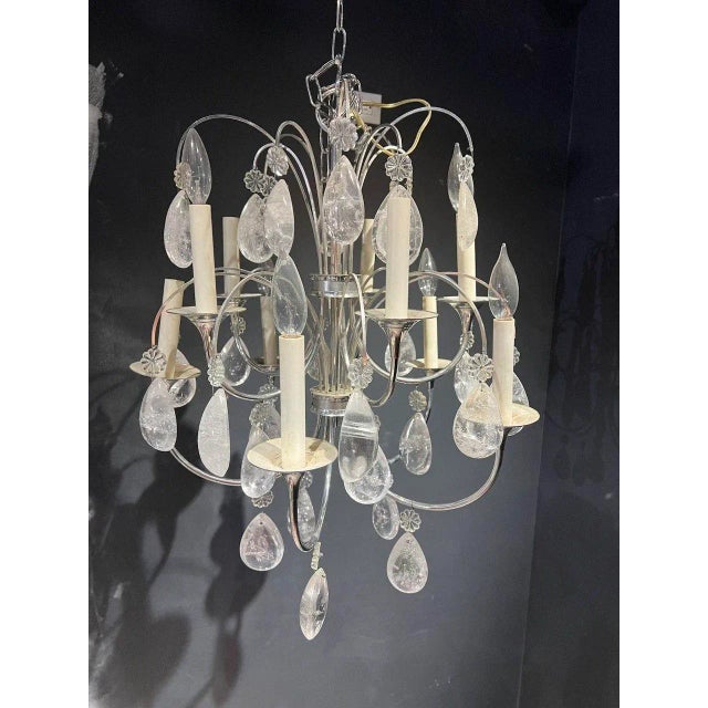 1930s Chandelier With Rock Crystals For Sale In New York - Image 6 of 9