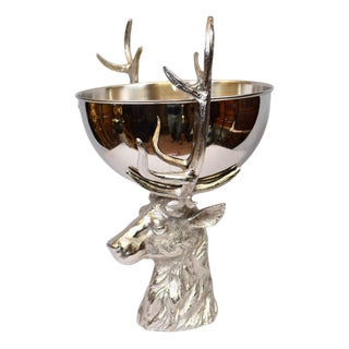 Silver-Plated Stag Champagne Cooler For Sale