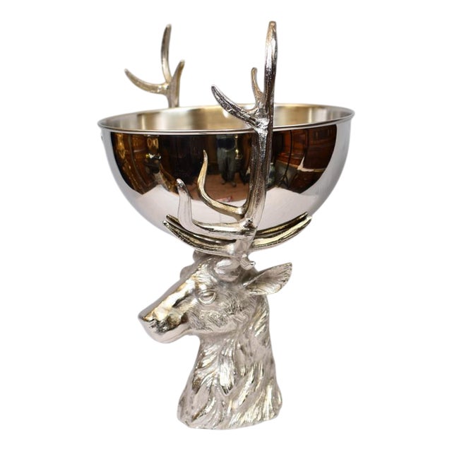 Silver-Plated Stag Champagne Cooler For Sale