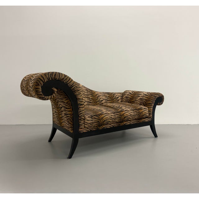 Postmodern Vintage Thayer Coggin Tiger Scroll Arm Loveseat For Sale - Image 3 of 8
