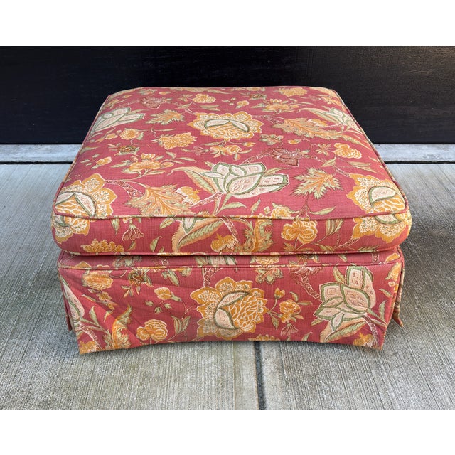 Farmhouse Late 20th Century French Country Cottage Linen Ottoman For Sale - Image 3 of 6