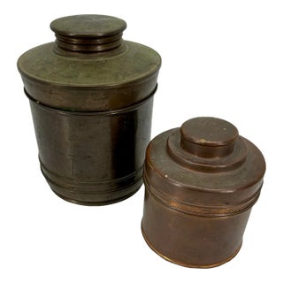 Set of 2 1930's Decorative Copper Humidors For Sale