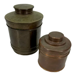 Set of 2 1930's Decorative Copper Humidors