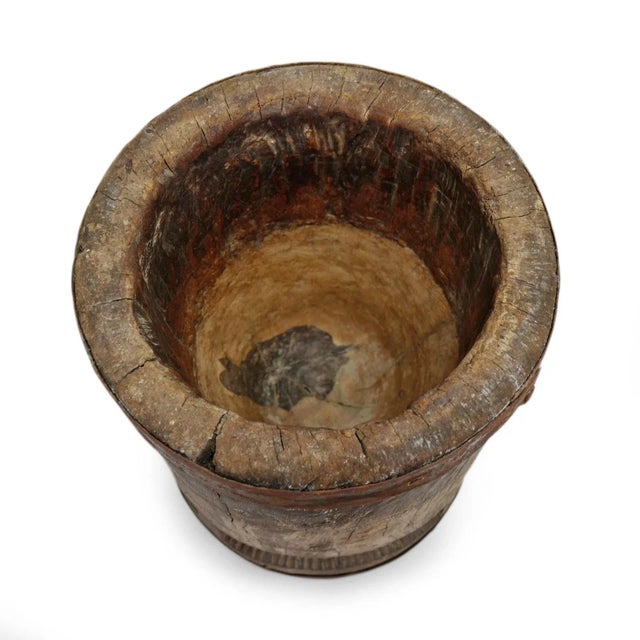1920s Old India Wood Pestle Pot For Sale - Image 4 of 8
