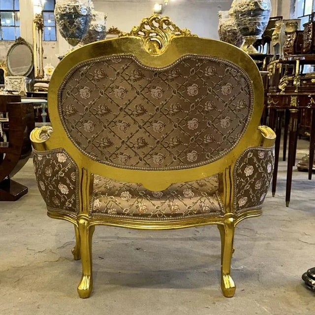 Rococo Style Light Brown Chair With Gold Details For Sale - Image 4 of 4
