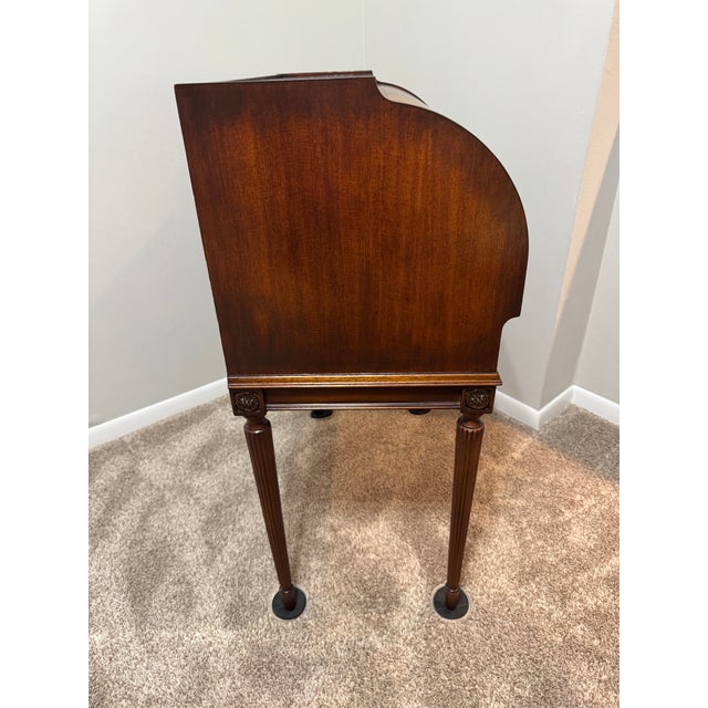 Wood Late 20th Century Louis XVI Revival Style Cylinder Roll-Top Desk For Sale - Image 7 of 11