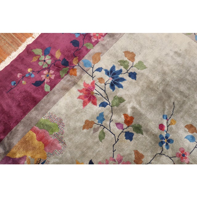 Art Deco Early 20th Century Zabihi Collection Large Art Deco Chinese Room Size Rug - 12'1" x 14'6" For Sale - Image 3 of 18