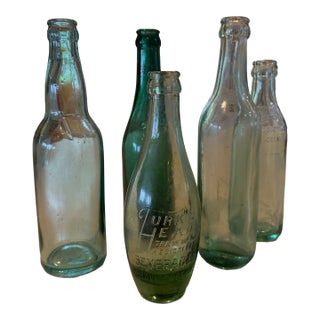 Vintage Pre -1940 Glass Beverage Bottles, Set of 5 For Sale