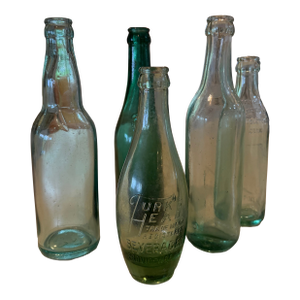 Vintage Pre -1940 Glass Beverage Bottles, Set of 5