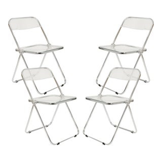 Set of 4 Pila Folding Lucite Chairs by Piretti for Castelli With Original Box For Sale