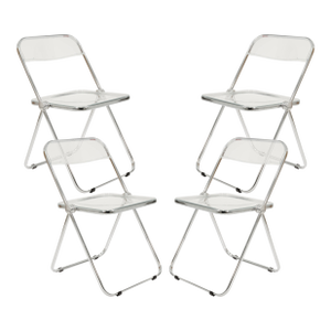 Set of 4 Pila Folding Lucite Chairs by Piretti for Castelli With Original Box
