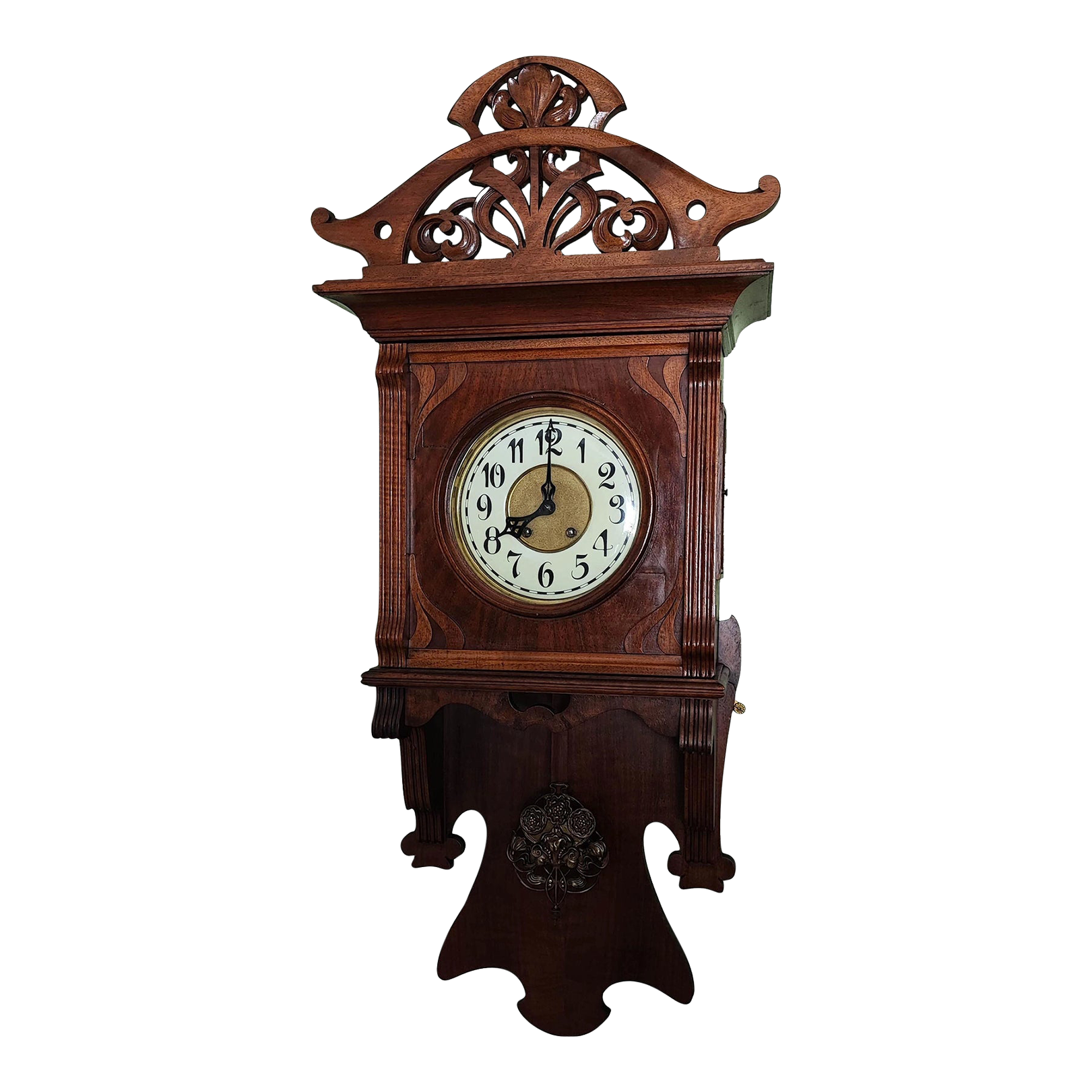 1904 Lenzkirch Black Forest German Art Deco Wall Wood Mechanical