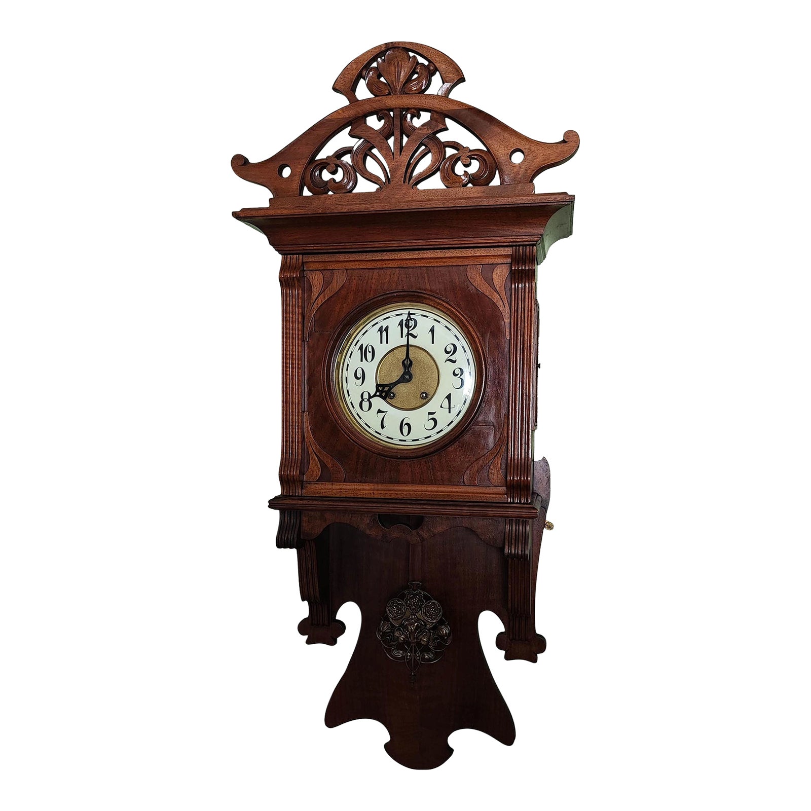 1904 Lenzkirch Black Forest German Art Deco Wall Wood Mechanical