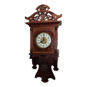 1904 Lenzkirch Black Forest German Art Deco Wall Wood Mechanical Clock With Bronze Pendulum