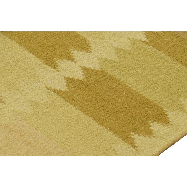 Rug & Kilim’s Scandinavian Style Rug in Gold and Chartreuse Geometric Patterns For Sale In New York - Image 6 of 7