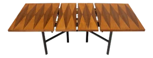 Milo Baughman for Directional Dimond Teak & Walnut Dining Table Gate Legs Base