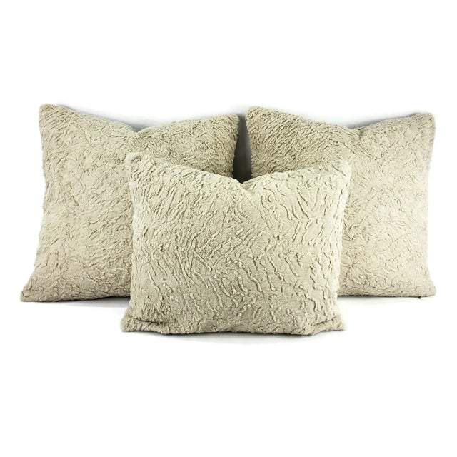 Solid Gray Faux Fur Pillow Cover For Sale In Portland, OR - Image 6 of 7