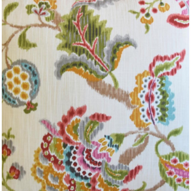 English Colorful Botanical Floral Linen Feather/Down Pillow For Sale - Image 3 of 5