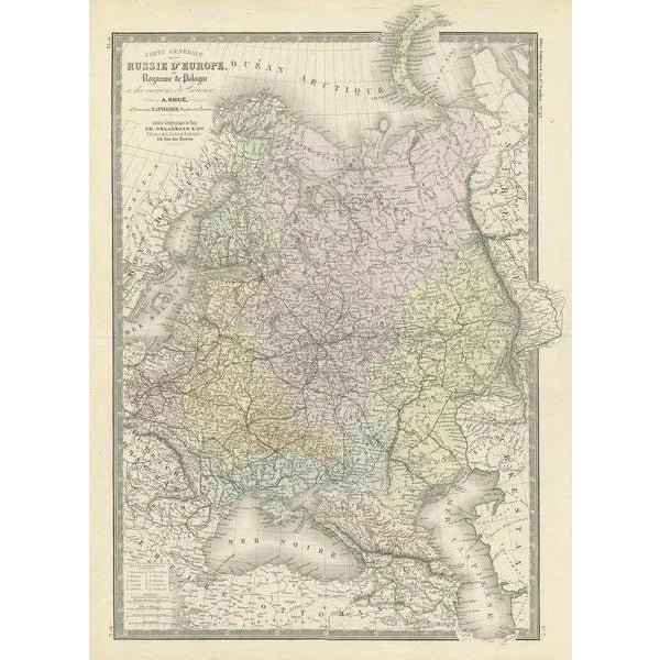 Antique map titled 'General Map of European Russia (\.)'. Large map of Russia in Europe. This map originates from 'Atlas...