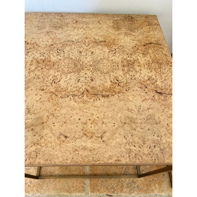 Late 20th Century Burlwood/Brass Nesting Tables - Set of 3 For Sale - Image 13 of 13