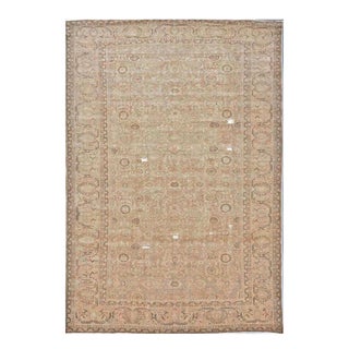 Antique Distressed Persian Malayer Wool 9x13 Beige, Taupe & Black Handmade Area Rug #1140267 For Sale
