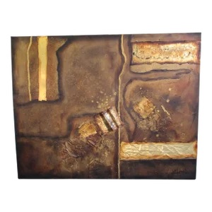 Lee Reynolds "Gold Rush" Large Mid-Century Modern Abstract Mixed Media Oil on Canvas 60 X 48 "Gold Rush"