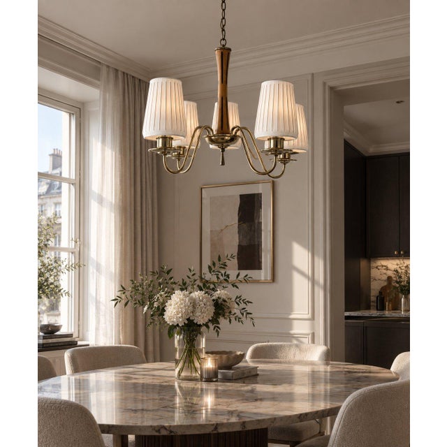 Mid 20th Century Vintage Mid-Century Modern Style 5 Arms Chandelier For Sale - Image 5 of 5