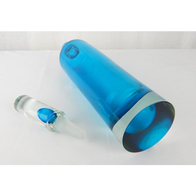 Mid-Century Modern Teal Blue Glass Decanter, Attributed to Antonio Da Ros For Sale - Image 10 of 10