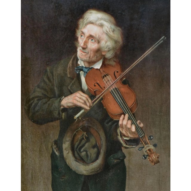 Realism Old Violinist - Late 19th Century Figurative Lithograph by John George Brown For Sale - Image 3 of 4