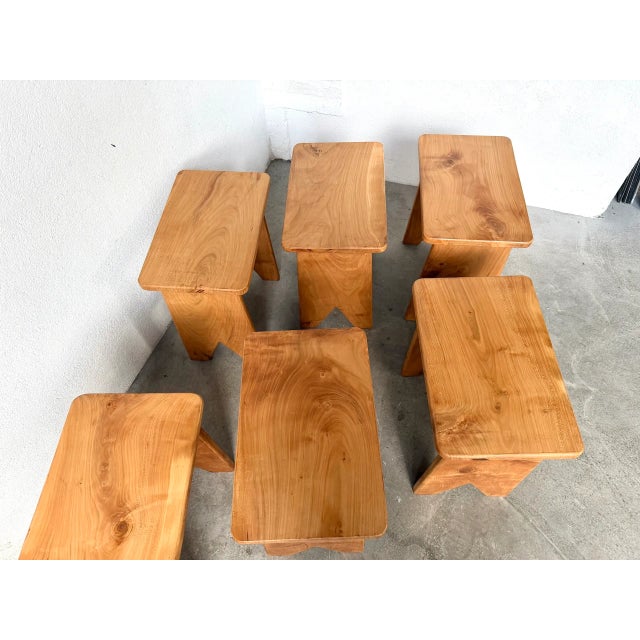 Vintage Walnut Stools, 1950s, Set of 6 For Sale - Image 10 of 17