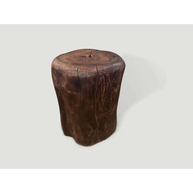 Andrianna Shamaris Modern Organic Charred Tall Side Table For Sale - Image 4 of 6