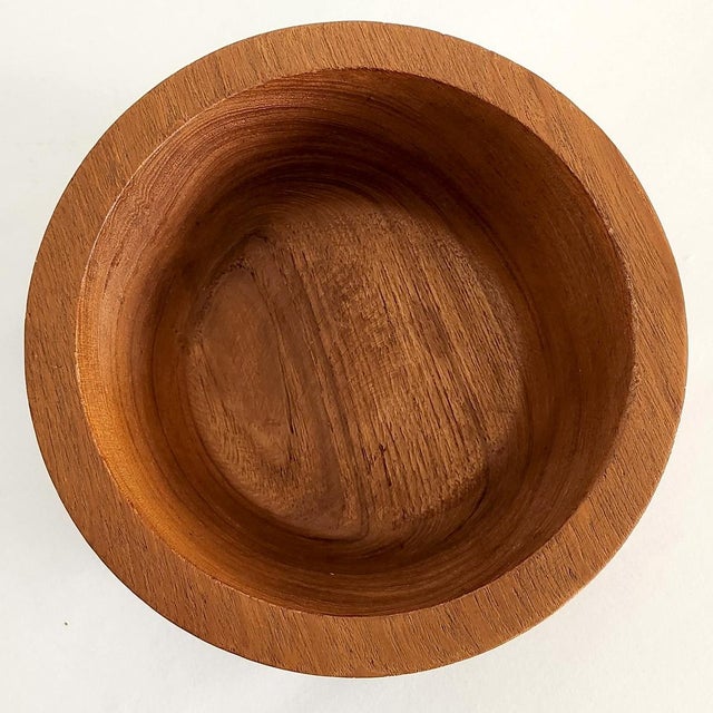 Vintage Teak Wood Ribbed Bowl For Sale - Image 9 of 10