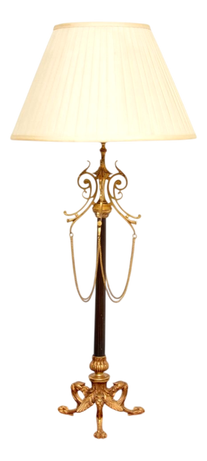 Antique French Gilt Metal Table Lamp, 1900s