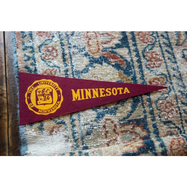 :: Felt Banner Pennant for University of Minnesota featuring school colors and school crest. Age circa 1950's vintage. In...
