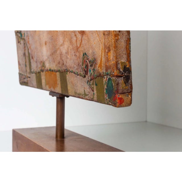 Tan 1980s Joe Downing Mixed Media Rawhide Painting For Sale - Image 8 of 12