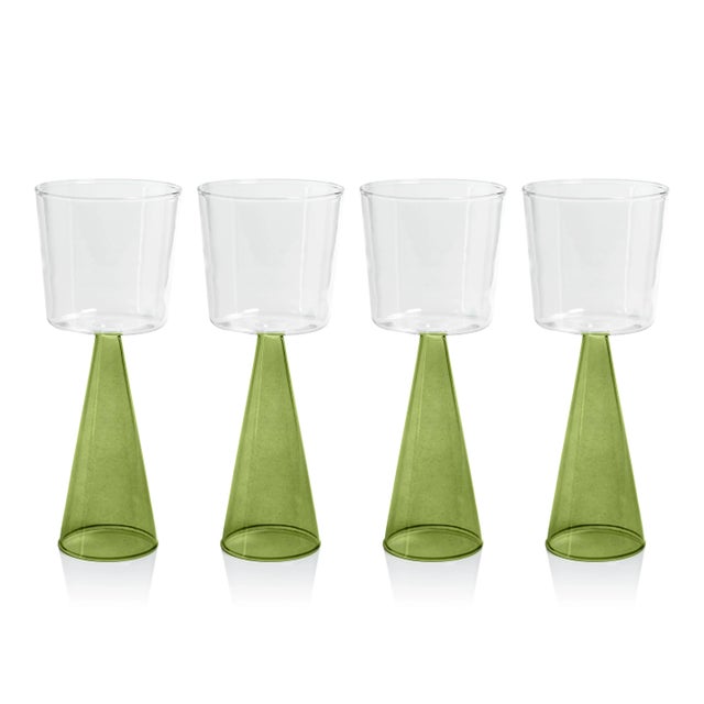 Viterbo Wine Red Wine Glasses - Green, Set of 4 For Sale - Image 4 of 4