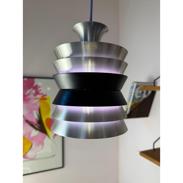 Silver, Black and Purple Trava Pendant Lamp by Carl Thore for Granhaga For Sale - Image 11 of 11