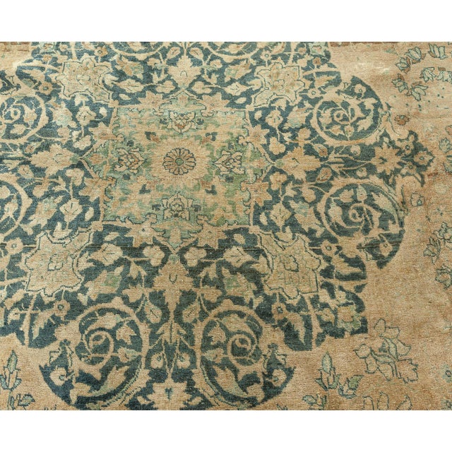 Early 20th Century Authentic Persian Tabriz Handmade Wool Rug For Sale - Image 5 of 8