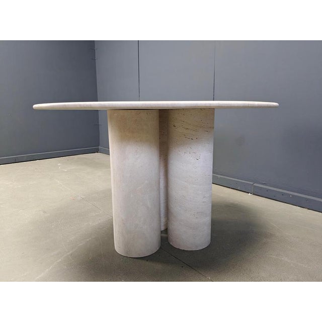 Italian Round Travertine Dining Table, 1970s For Sale - Image 4 of 14