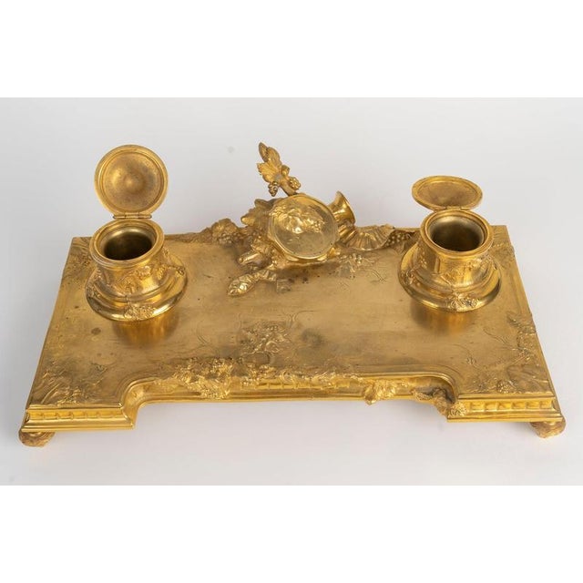 Gilded Bronze Inkwell by Albert Marionnet, 1800s For Sale - Image 3 of 9