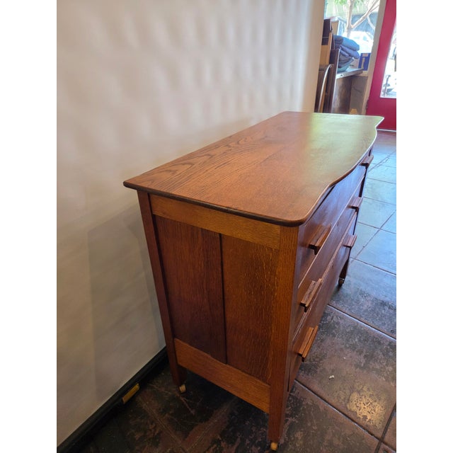 Antique 1900s Mission Oak Arts & Crafts Dresser Solid Oak For Sale In San Diego - Image 6 of 8