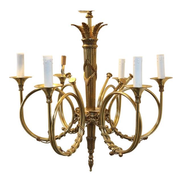 Delightful Vintage Brass French Horn Chandelier Chairish