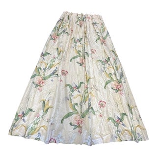 Vintage Custom Pinch Pleat Brunschwig & Fils Fabric Floral Drapes- 2 Panels For Sale