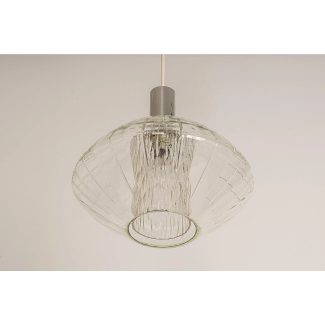 Large glass pendant light in tulipan form by cosack, germany, 1970s sockets: it needs 1x e27 standard bulb light bulbs are...